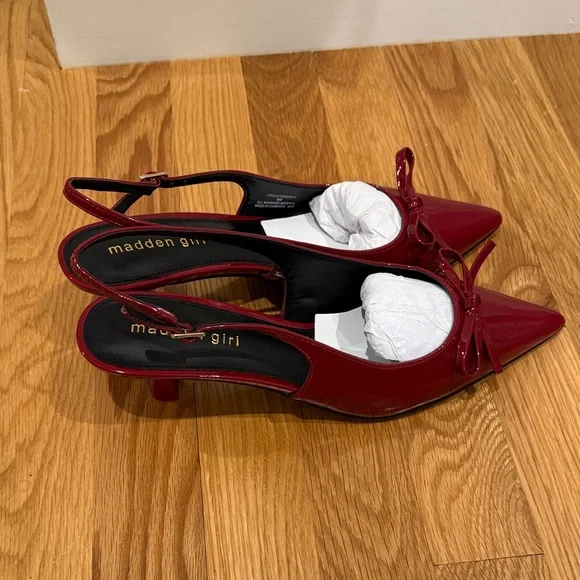 Madden Girl Burgundy Slingback Heels - Picture 2 of 4